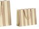 buste in carta lusso fantasia a righe beige/tortora con maniglie in grosgrain in tinta