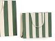 Shopper Carta Stripes Verde con Maniglia in Grosgrain