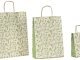 shopper carta erba riciclata al 100% con fantasia salvia verde e maniglia intrecciata